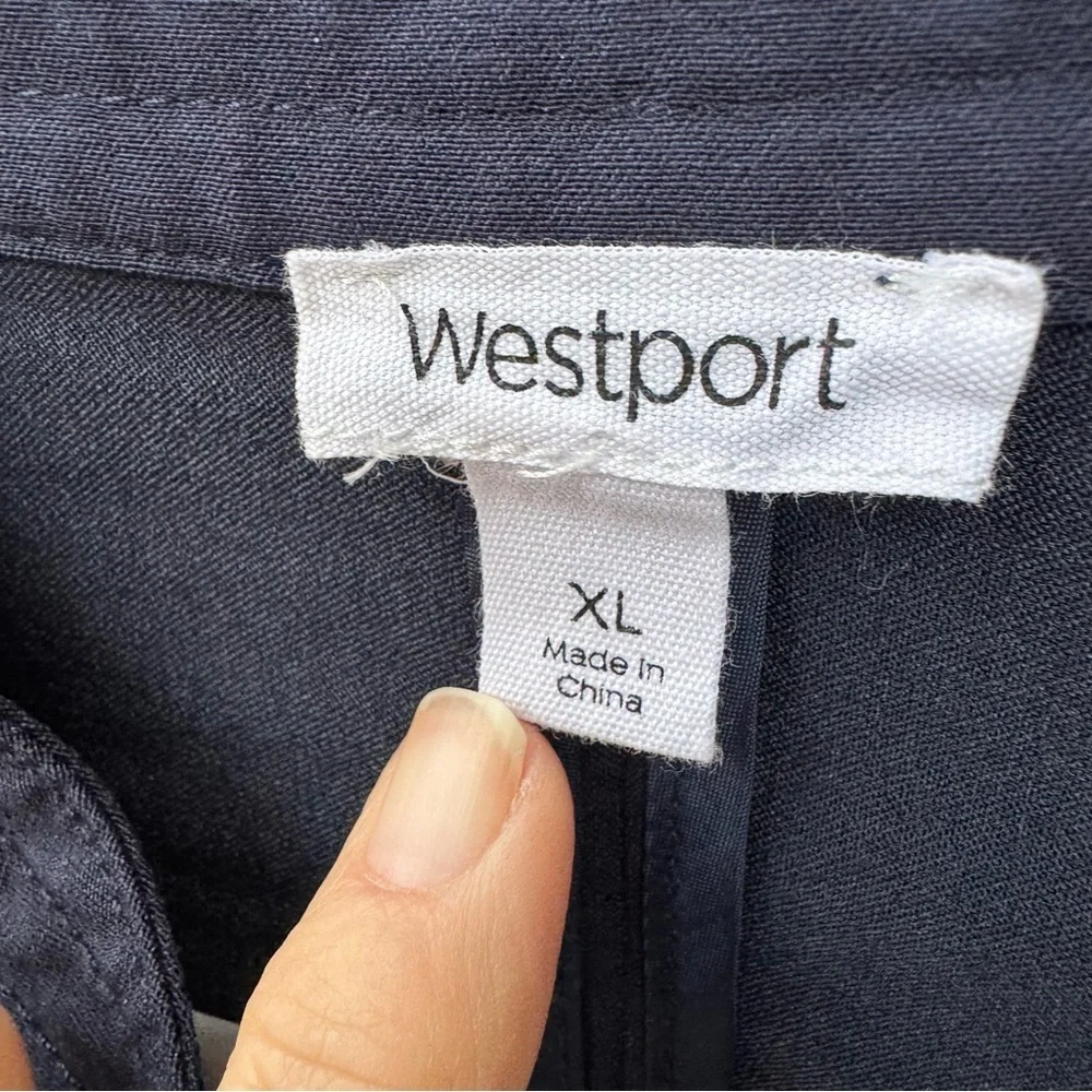 Westport Navy Ruffle Peplum jacket Open Front Stretch size XL - Picture 5 of 15